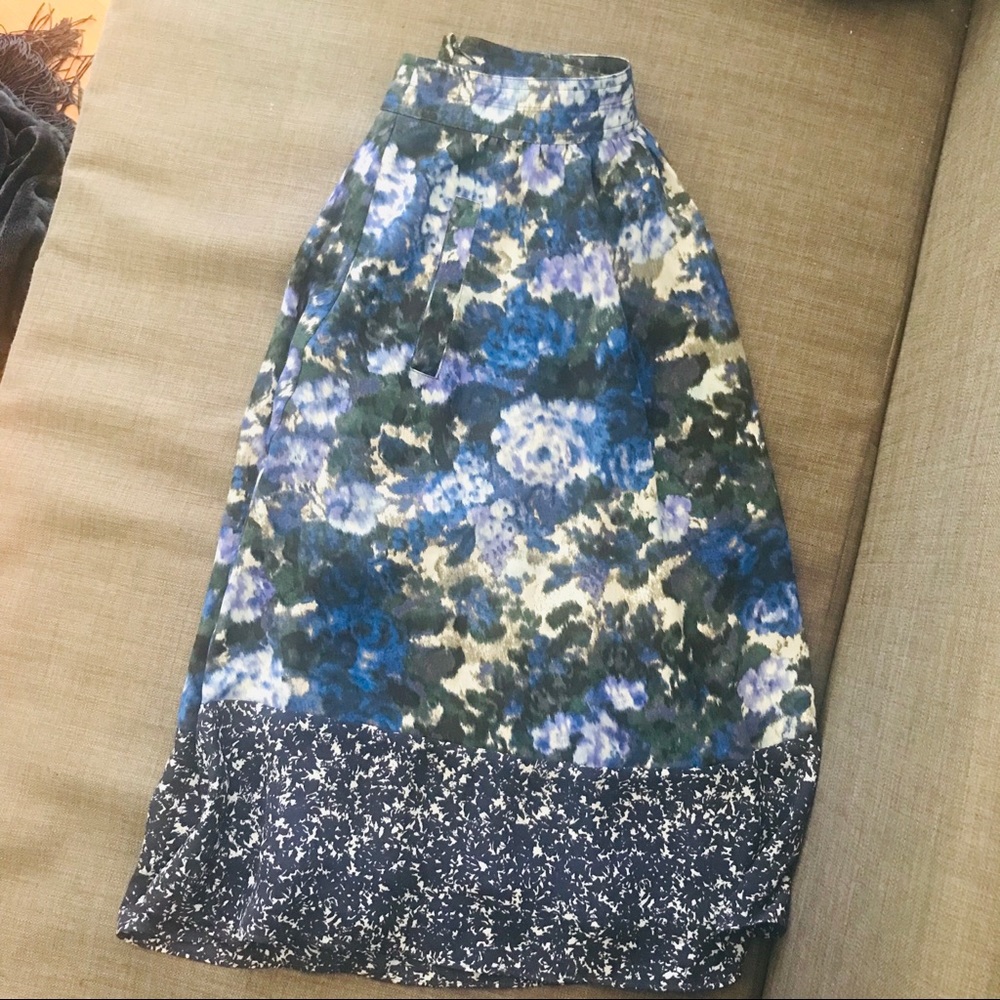 Adrianna Papell Floral blues Midi Skirt